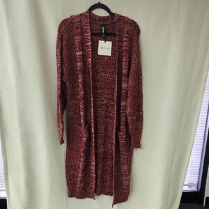 Agnes & Dora Red Cardigan Sweater Open-Front Long